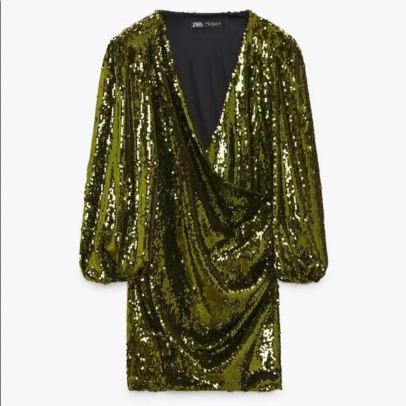 LAST 1!🔥ZARA SEQUIN WRAP DRESS - Picture 15 of 16